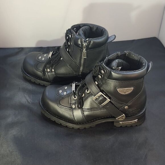 MILWAUKEE MOTORCYCLE CLOTHING COMPANY MB433 MEN'S BLACK ROAD CAPTAIN BOOT - Picture 9 of 16